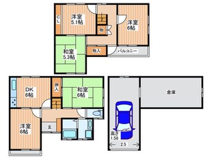 藤阪元町戸建の物件間取画像